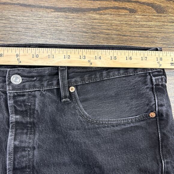 Vintage 90s Levis 501 Jeans Men 36x34 Black Straight Button Fly Denim Distressed - Picture 5 of 13